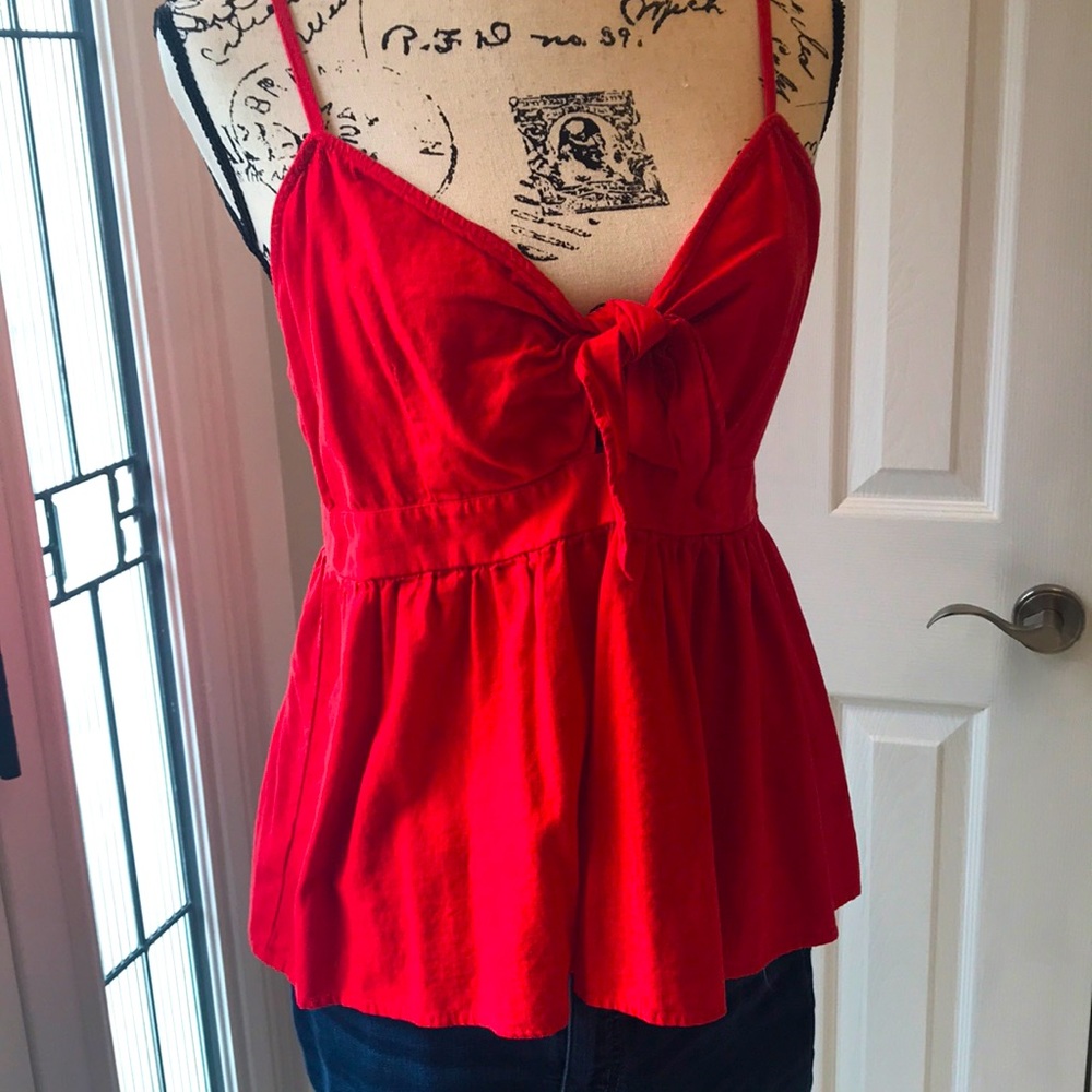 Loft Bold Red tie-peplum top